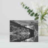 Brooklyn Bridge en The Statue of Liberty at Night Briefkaart (Staand voorkant)