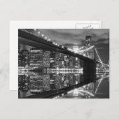 Brooklyn Bridge en The Statue of Liberty at Night Briefkaart (Voorkant / Achterkant)