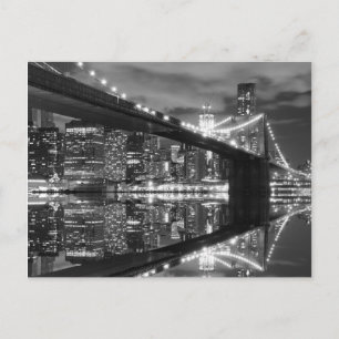 Brooklyn Bridge en The Statue of Liberty at Night Briefkaart