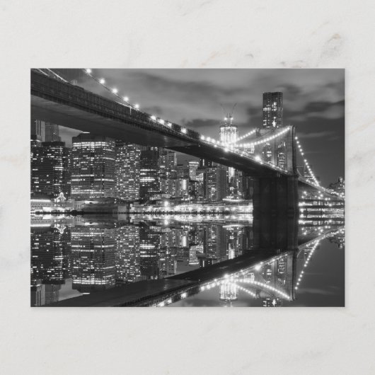 Brooklyn Bridge en The Statue of Liberty at Night Briefkaart (Voorkant)