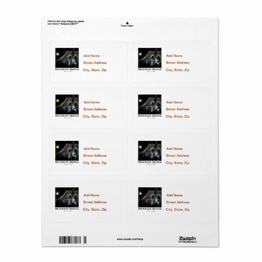 Brooklyn Bridge Etiket (Full Sheet)