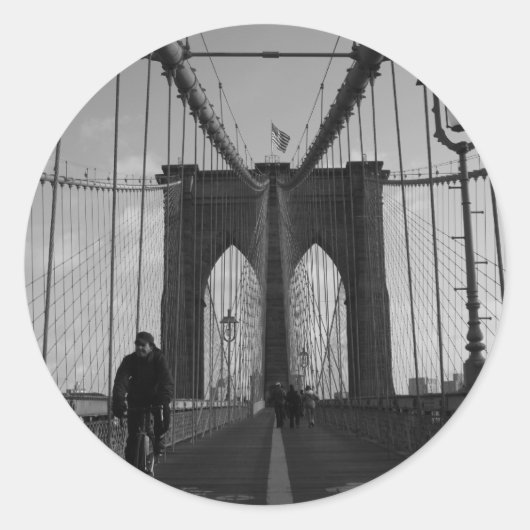 Brooklyn Bridge Foto Ronde Sticker (Voorkant)