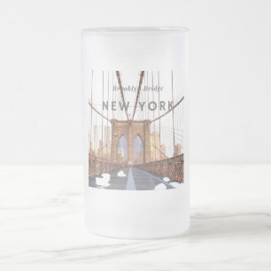 Brooklyn Bridge Frosted Glass Beer Mok