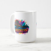 Brooklyn Bridge Graffiti Pop Art – Colorful Urban  Koffiemok (Voorkant links)