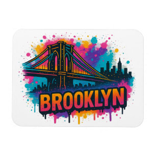 Brooklyn Bridge Graffiti Pop Art – Kleurrijke sted Magneet
