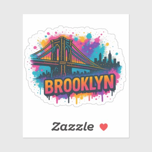 Brooklyn Bridge Graffiti Pop Art – Kleurrijke sted Sticker (Vel)