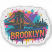 Brooklyn Bridge Graffiti Pop Art – Kleurrijke sted Sticker (Voorkant)