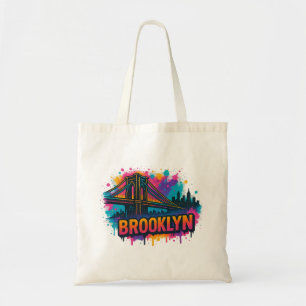 Brooklyn Bridge Graffiti Pop Art – Kleurrijke sted Tote Bag