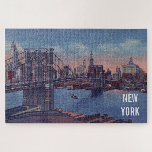  Brooklyn Bridge ıllustration New York City Legpuzzel (Horizontaal)