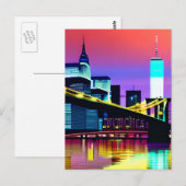Brooklyn Bridge in de avond / 's nachts Briefkaart (Voorkant / Achterkant)