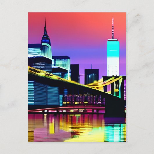 Brooklyn Bridge in de avond / 's nachts Briefkaart (Voorkant)