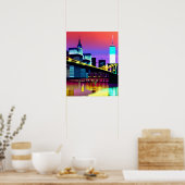 Brooklyn Bridge in de avond / 's nachts Poster (Keuken)