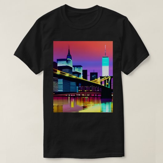 Brooklyn Bridge in de avond / 's nachts T-shirt (Design voorkant)