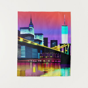 Brooklyn Bridge in de avond / 's nachts Wandkleed