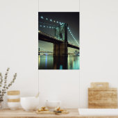 Brooklyn Bridge in de nacht van Manhattan Bridge Poster (Keuken)