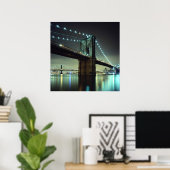Brooklyn Bridge in de nacht van Manhattan Bridge Poster (Thuiskantoor)