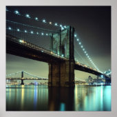 Brooklyn Bridge in de nacht van Manhattan Bridge Poster (Voorkant)