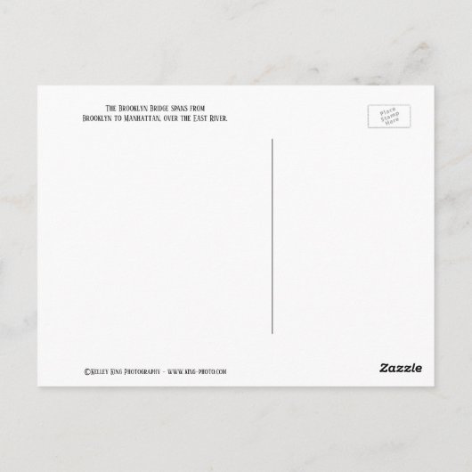 Brooklyn Bridge in New York City, Briefkaart (Achterkant)