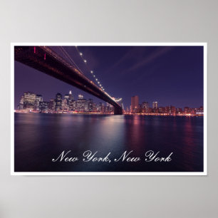 Brooklyn Bridge in Night, East River, Manhattan Poster