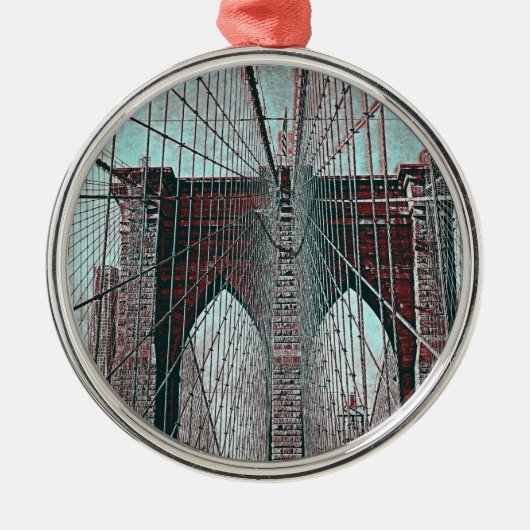 Brooklyn Bridge in NYC Metalen Ornament (Voorkant)