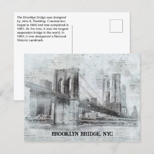 Brooklyn Bridge Informatie, NYC Briefkaart