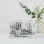 Brooklyn Bridge Informatie, NYC Briefkaart (Staand voorkant)