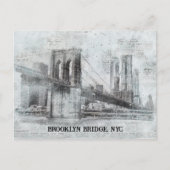 Brooklyn Bridge Informatie, NYC Briefkaart (Voorkant)