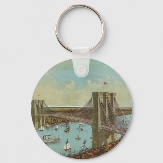 Brooklyn Bridge-kleurenBriefkaart Sleutelhanger (Voorkant)