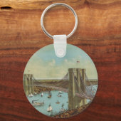 Brooklyn Bridge-kleurenBriefkaart Sleutelhanger (Voorkant)