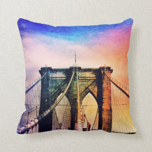 Brooklyn Bridge - kleurrijk - New York City Kussen