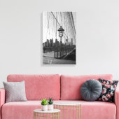 Brooklyn Bridge Lamp in B&W op canvas Afdruk (Insitu (Woonkamer))