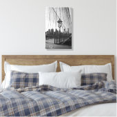 Brooklyn Bridge Lamp in B&W op canvas Afdruk (Insitu (Slaapkamer))