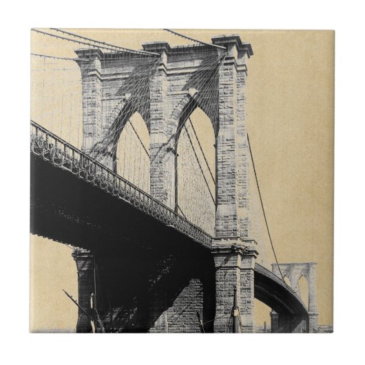 Brooklyn Bridge Landmark New York 1896 Tegeltje (Voorkant)