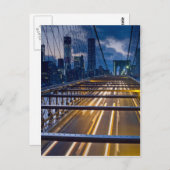 Brooklyn Bridge lichten 's nachts Briefkaart (Voorkant / Achterkant)