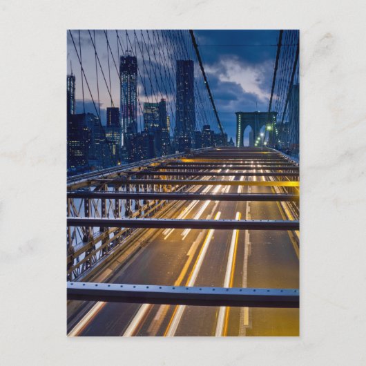 Brooklyn Bridge lichten 's nachts Briefkaart (Voorkant)