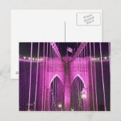 Brooklyn Bridge Lit Paars Briefkaart (Voorkant / Achterkant)