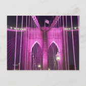 Brooklyn Bridge Lit Paars Briefkaart (Voorkant)