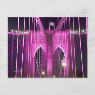 Brooklyn Bridge Lit Paars Briefkaart
