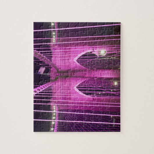 Brooklyn Bridge Lit Paars Legpuzzel (Verticaal)