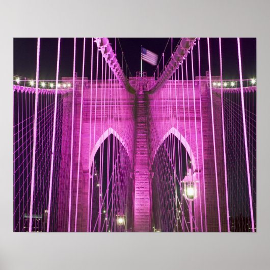Brooklyn Bridge Lit Paars Poster (Voorkant)