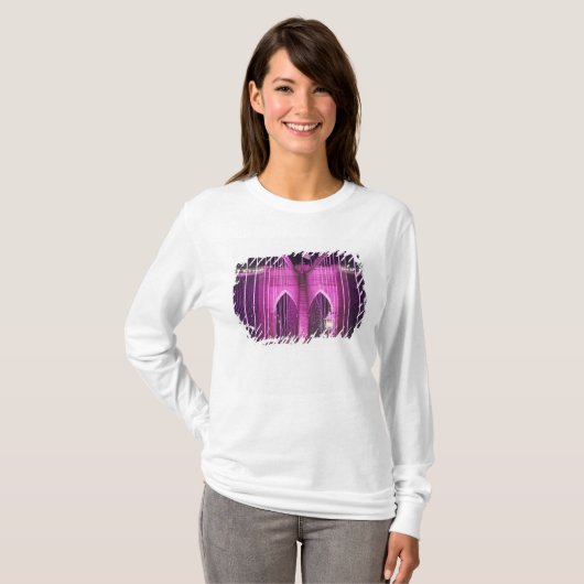 Brooklyn Bridge Lit Paars T-shirt (Voorkant volledig)