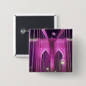 Brooklyn Bridge Lit Paars Vierkante Button 5,1 Cm (Voorkant /achterkant)