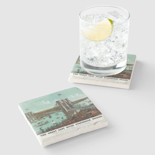  Brooklyn Bridge-lithografie Stenen Onderzetter (Zijkant)