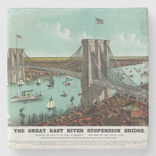  Brooklyn Bridge-lithografie Stenen Onderzetter (Voorkant)