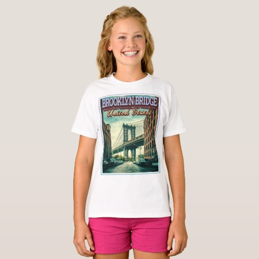 BROOKLYN BRIDGE - MANHATTAN - BROOKLYN - NEW YORK T-SHIRT (Voorkant volledig)