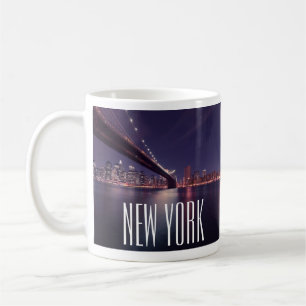 Brooklyn Bridge, Manhattan Night Lights, New York Koffiemok