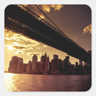 Brooklyn Bridge met New York City Skyscrapers Vierkante Sticker