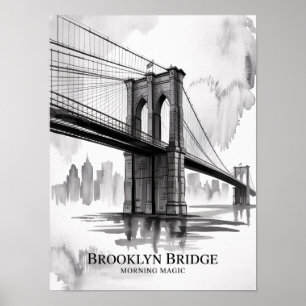 Brooklyn Bridge Morning Magic Inkt Poster