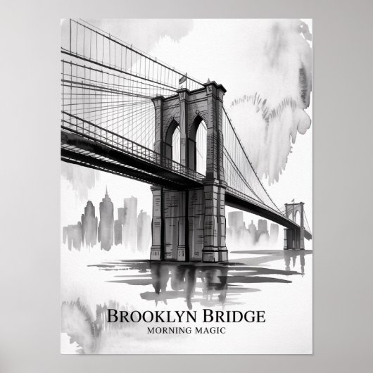 Brooklyn Bridge Morning Magic Inkt Poster (Voorkant)
