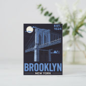 Brooklyn Bridge Nacht Retro Reizen Briefkaart (Staand voorkant)